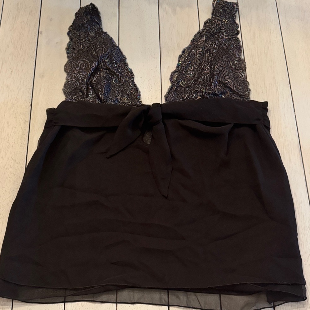 VICTORIA’S SECRET | Y2K black lingerie teddy & matching thong Sz Large NWOT